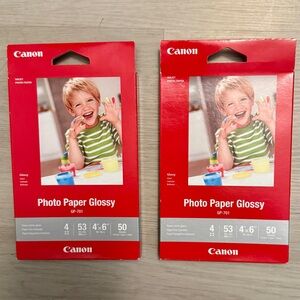 Canon Photo Paper Glossy 100 Sheets 4”x 6”  Lot of 2. Brand New Sealed